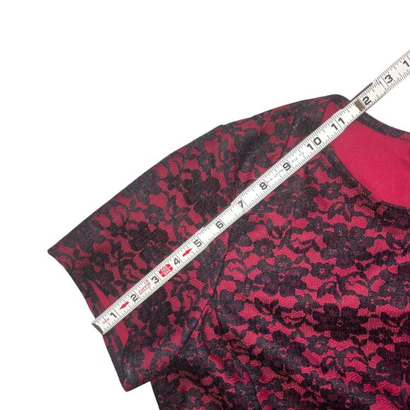 NWT Betsey Johnson Red and Black Lace Fit and Flare Skater Dress-14 - Picture 10 of 16